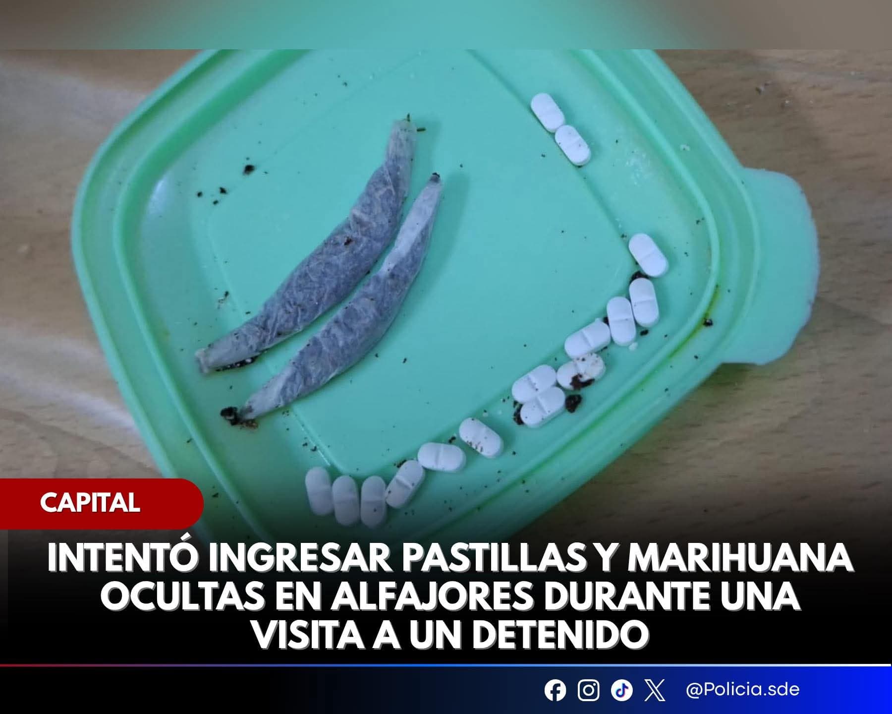 Capital: Aprenden a una mujer por intentar ingresar pastillas y marihuana a un detenido