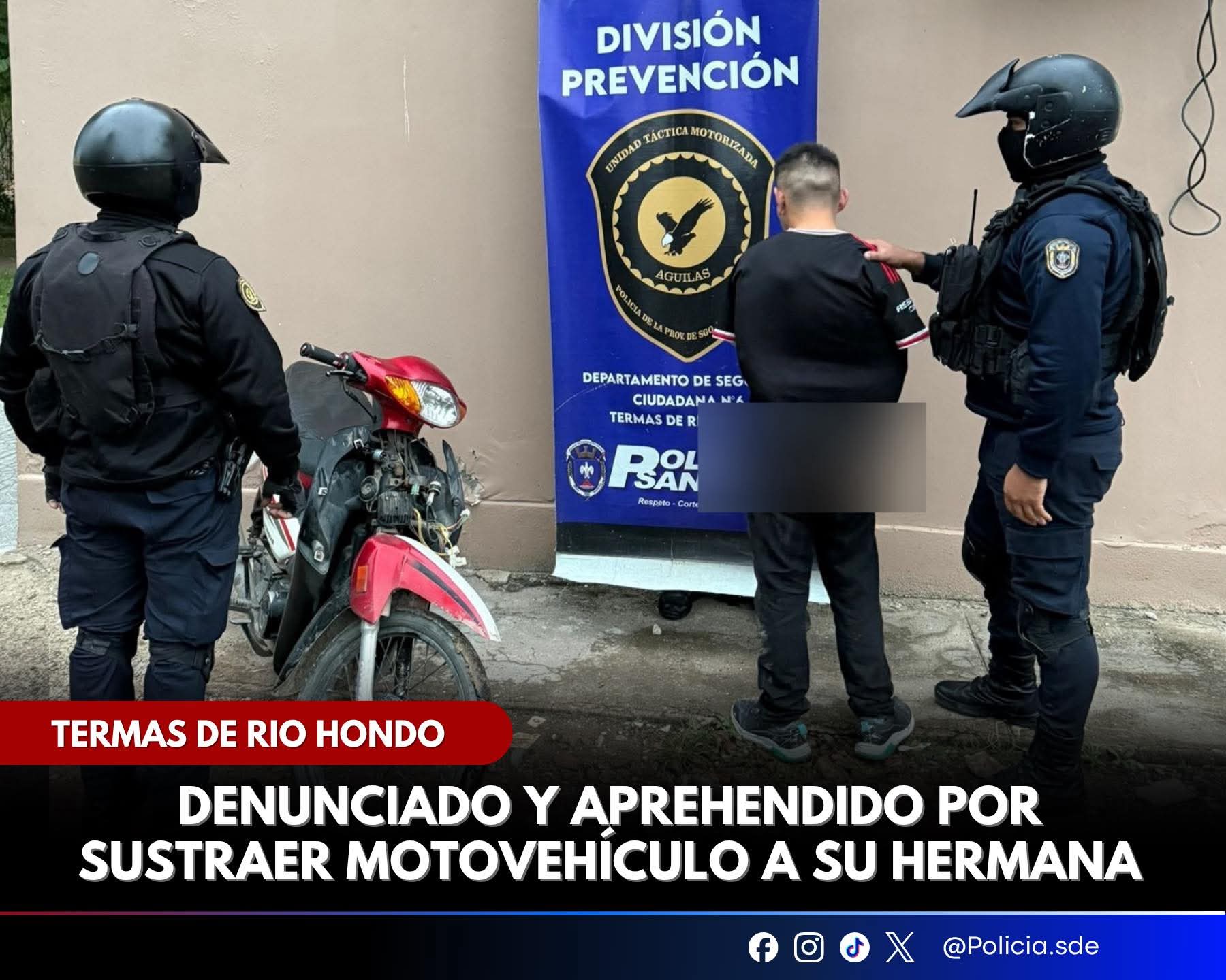 Termas: fue aprehendido por sustraer la moto de su hermana