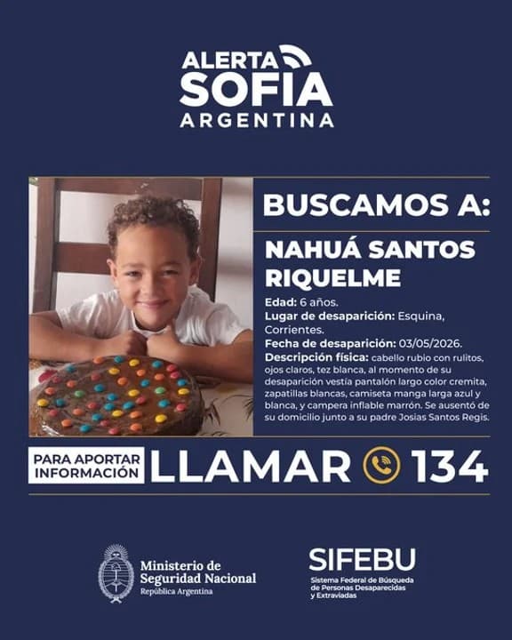 Activaron el Alerta Sofía por la desaparición de un niño de 6 años al que se lo llevó su padre en Corrientes