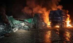 Ruta 34: dos camioneros murieron tragicamente calcinados tras un choque frontal