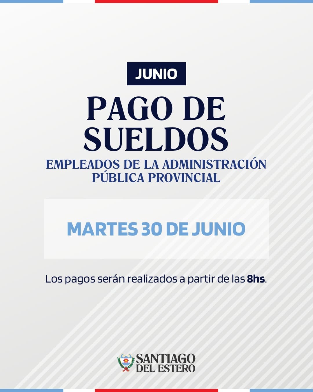 Los empleados de la administración pública cobrarán su sueldo el próxima 30