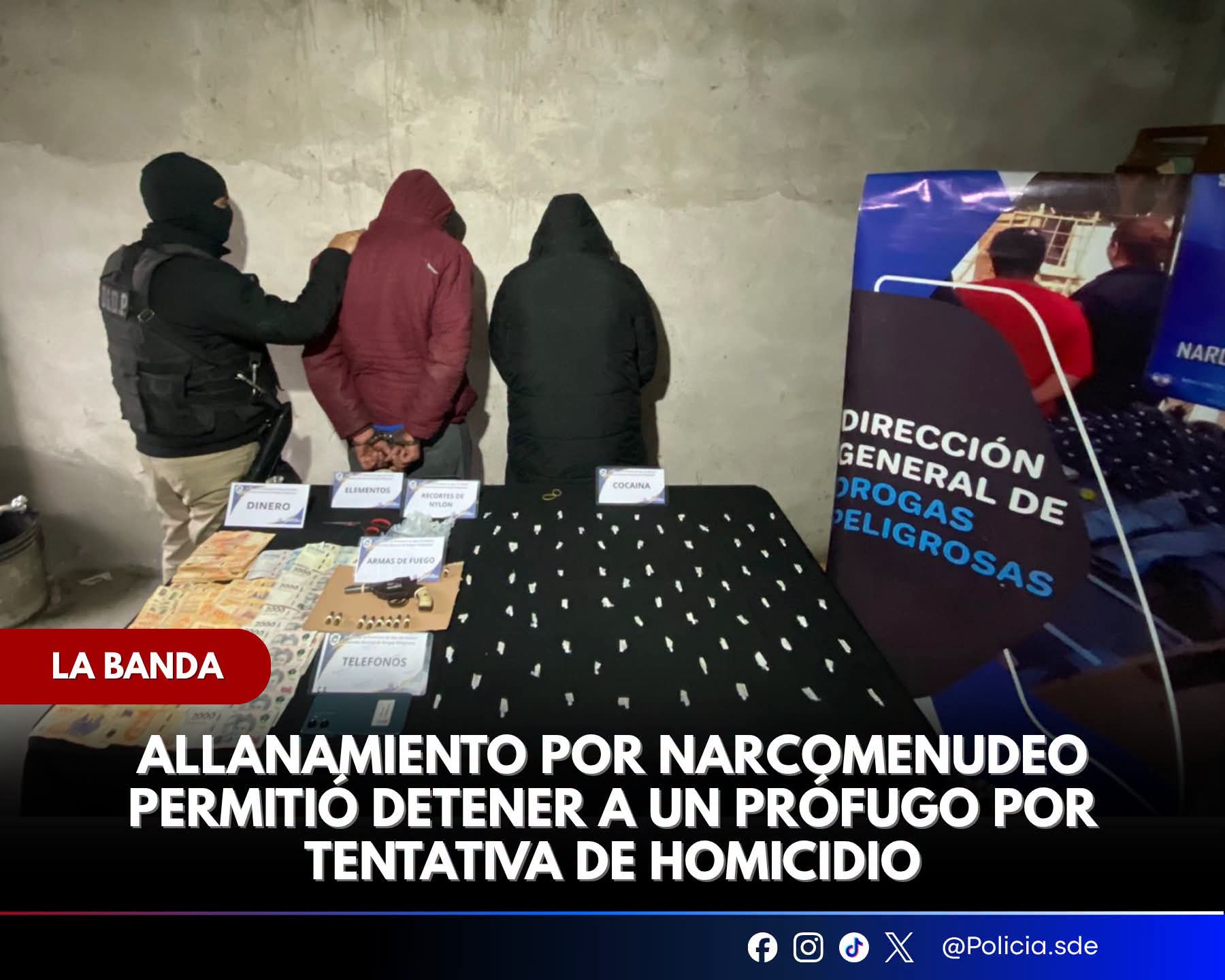 Allanamiento en La Banda por narcomenudeo permitió detener a un prófugo por tentativa de homicidio