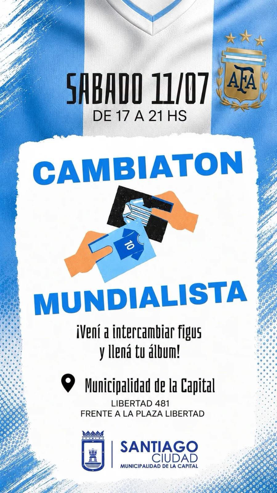“Cambiatón Mundialista” hoy en la explanada de la municipalidad